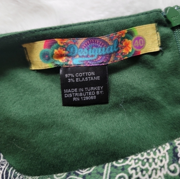 Desigual Fairycore Green Boho Paisley Sleeveless Scoopneck Midi Dress Whimsygoth - Picture 9 of 9